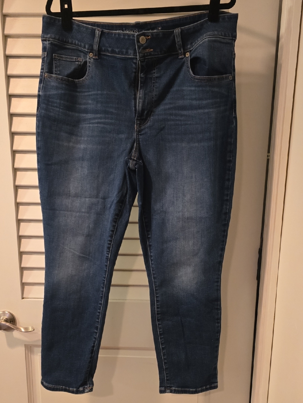 Maurices m jeans High-Rise Blue Denim with Brown Stitching